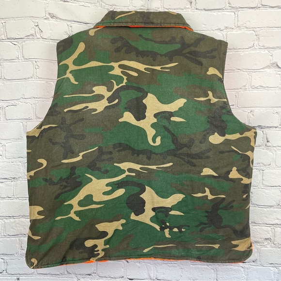 Vintage Reversible Camouflage Blaze Orange Hunting Vest Sz Large - Picture 8 of 10